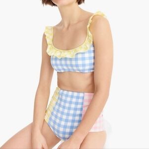 j crew • gingham ruffle bikini